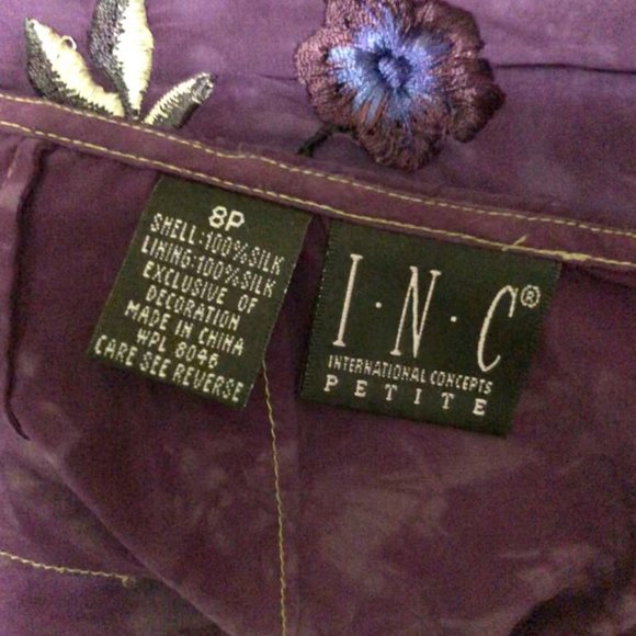 Purple Silk Embroidered Skirt, Size 8P - Picture 5 of 5
